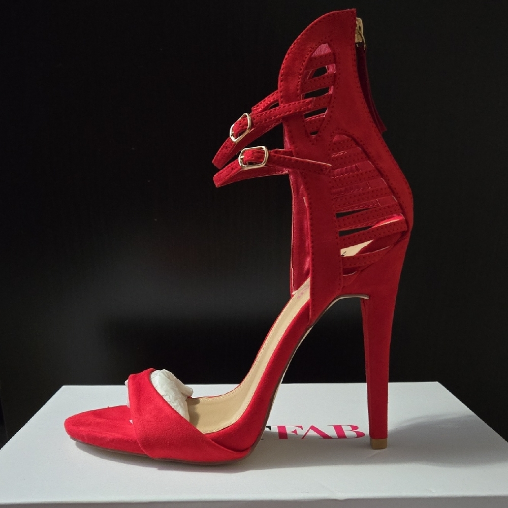 Red Strappy High Heel Sandals